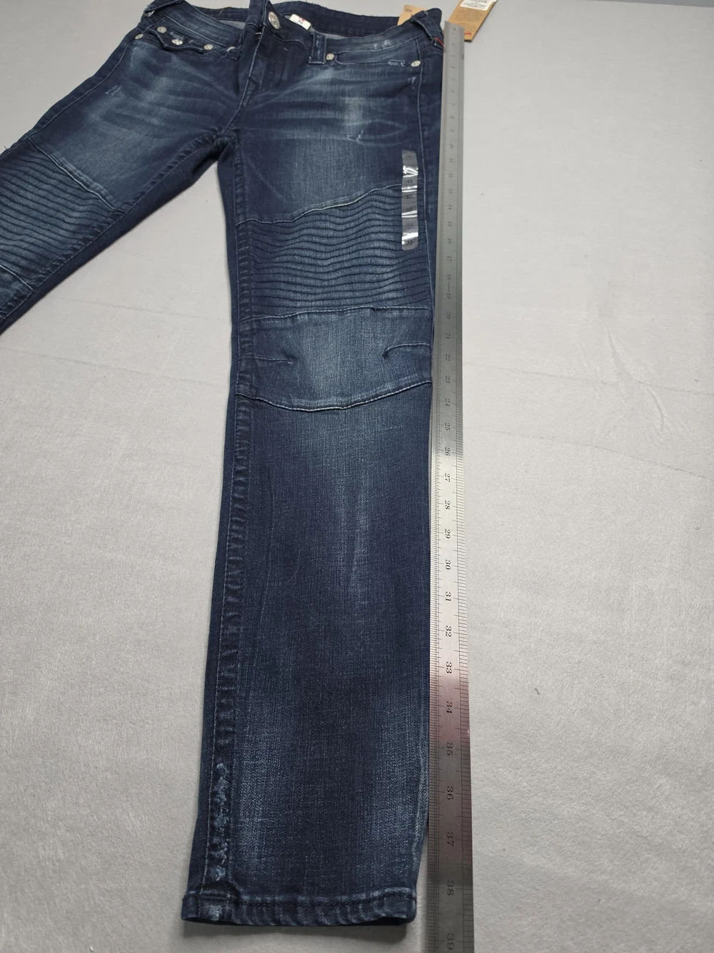 True Religion Men's Dark Indigo Moto Skinny Jeans Size 32 NWT